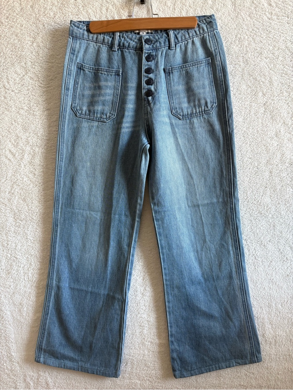 Rouje Saint Ouen High Waist Wide Leg Trouser Jeans Exposed Button Fly Size 29